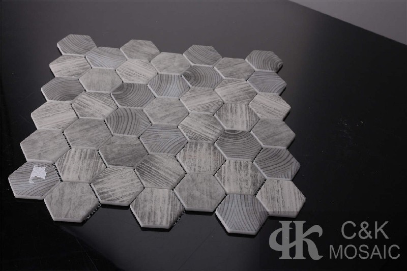 Hot Selling Grey Hexagon Glass Mosaic For Backsplash MSHQ2184