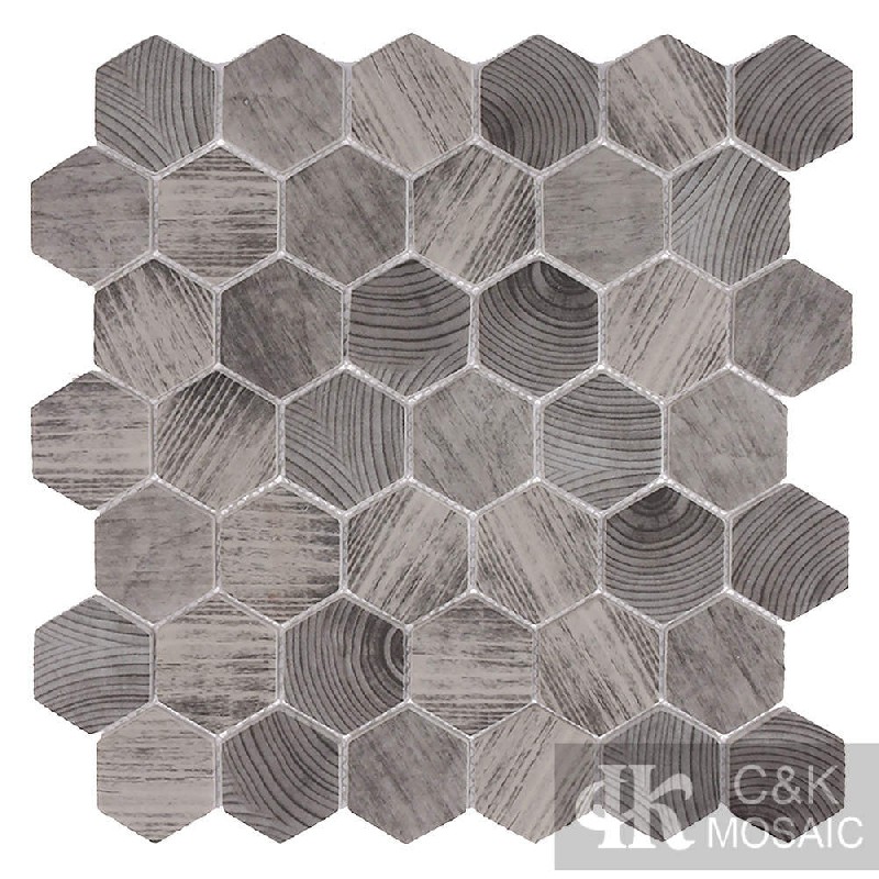 Hot Selling Grey Hexagon Glass Mosaic For Backsplash MSHQ2184