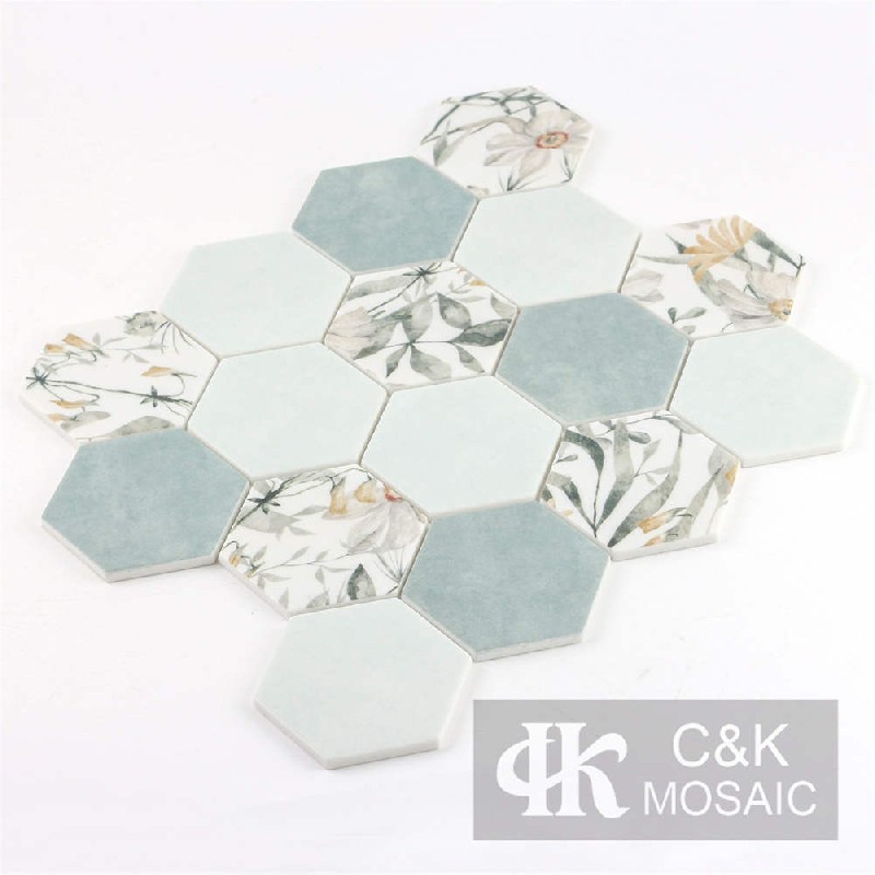 Beautiful Green Hexagon Glass Mosaic For Spa MSHQA6009