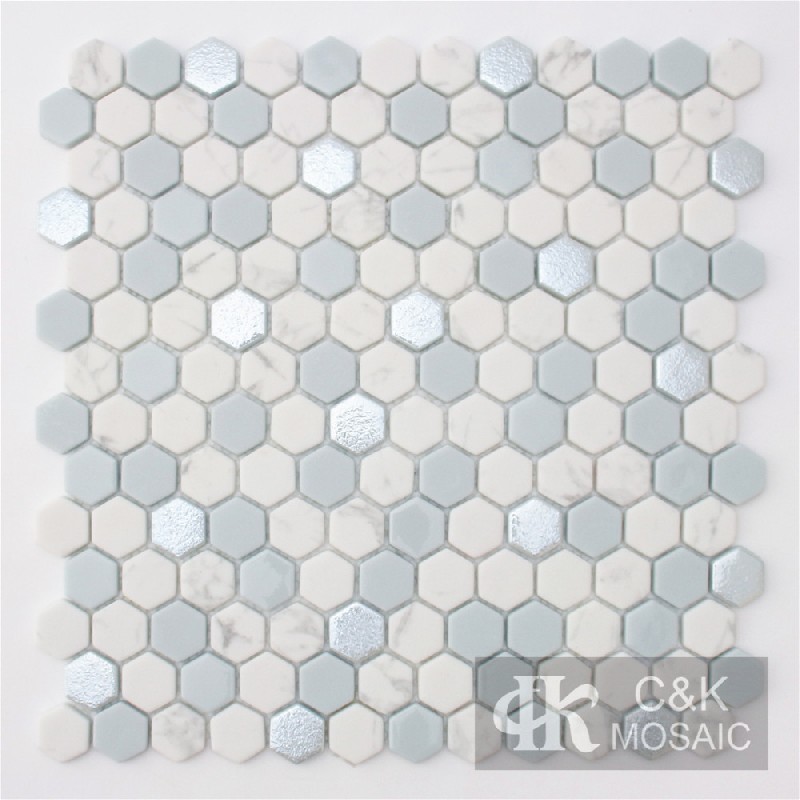 New Blue Hexagon Glass Mosaic For Kitchen MSHW7004