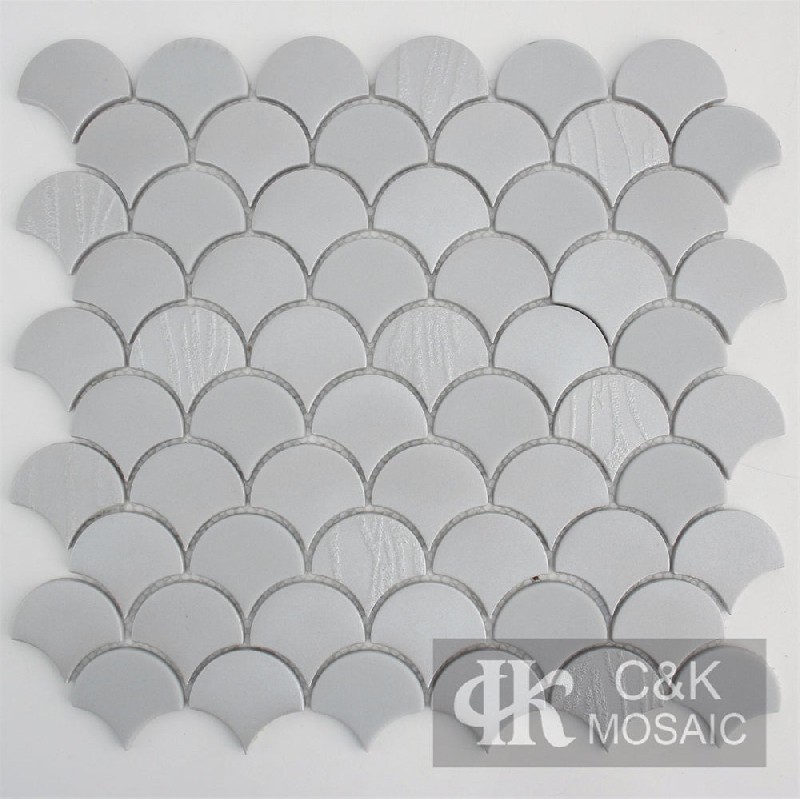 Hot Selling Grey Fan Recycled Glass Metallic Mosaic For Kitchen MSFW2011