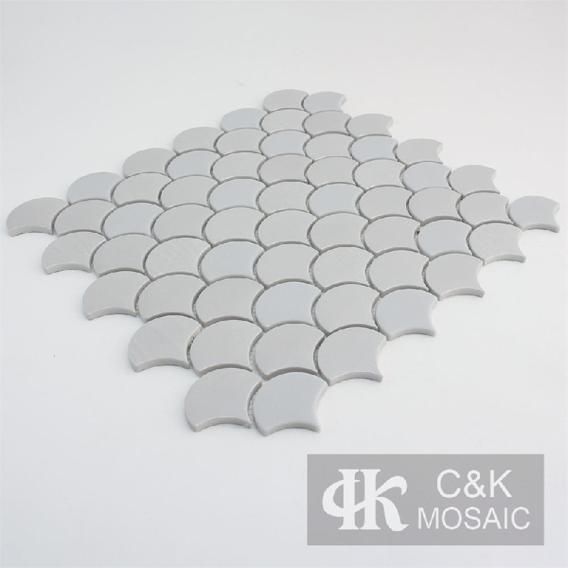 Hot Selling Grey Fan Recycled Glass Metallic Mosaic For Kitchen MSFW2011