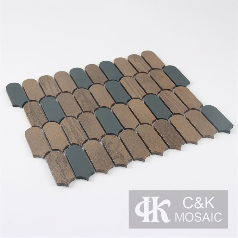 Fashion Bronze Fan Glass Metallic Mosaic Tiles For Wall MSACW2021