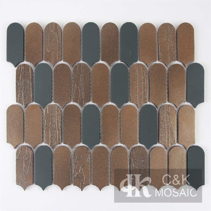 Fashion Bronze Fan Glass Metallic Mosaic Tiles For Wall MSACW2021