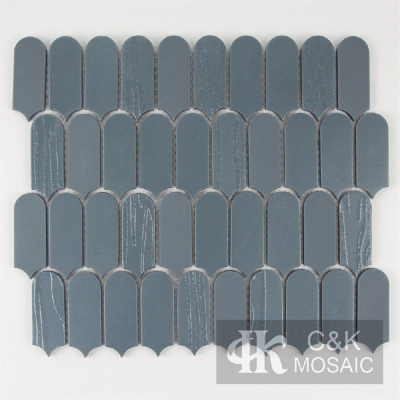 Modern Blue Fan Recycled Glass Metallic Mosaic For Bathroom MSACW2023