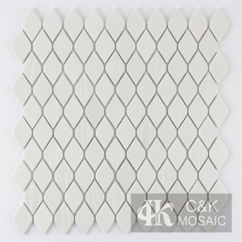 New White Diamond Recycled Glass Metallic Tile For Kitchen MSAAW1014