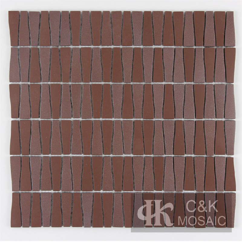 Fashion Brown Trapezoid  Glass Metallic Mosaic For Bathroom MJTS3006