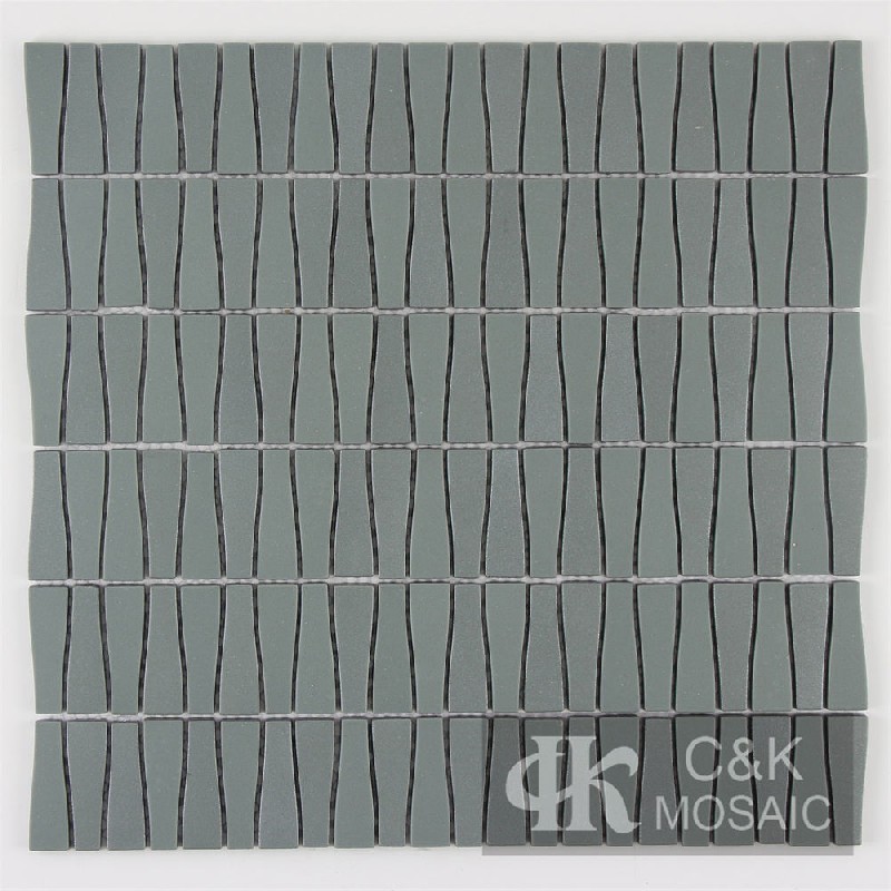 New Green Trapezoid  Recycled Glass Metallic Mosaic For Backsplash MJTS6003