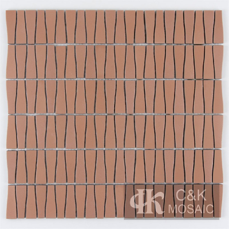 Retro Orange Trapezoid  Recycled Glass Metallic Tile For Kitchen MJTS3005