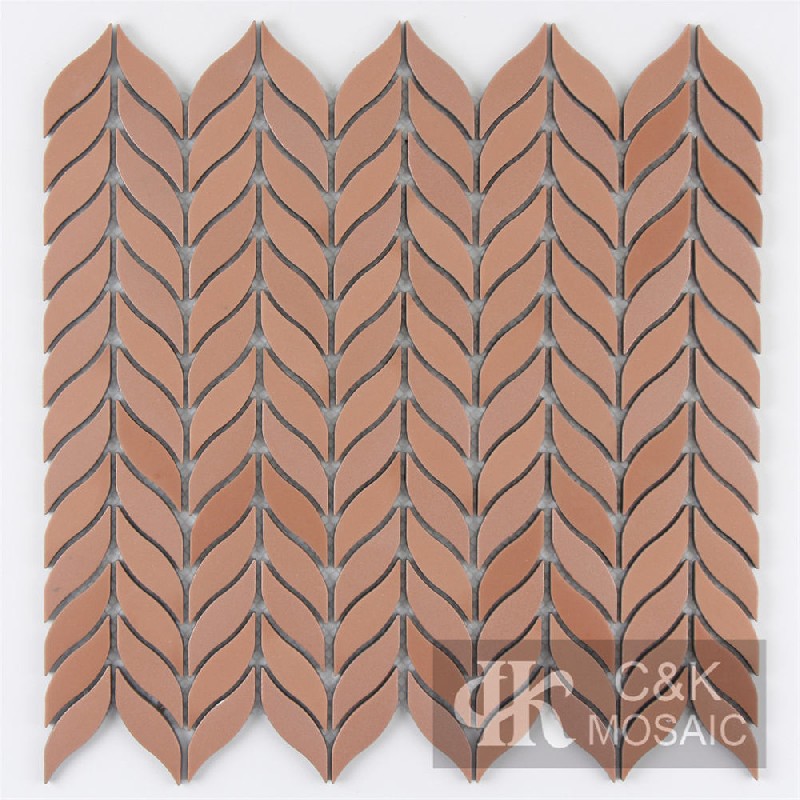 Fashion Brick red Leaf Glass Metallic Mosaic Tiles For Kitchen MJYS3005Z