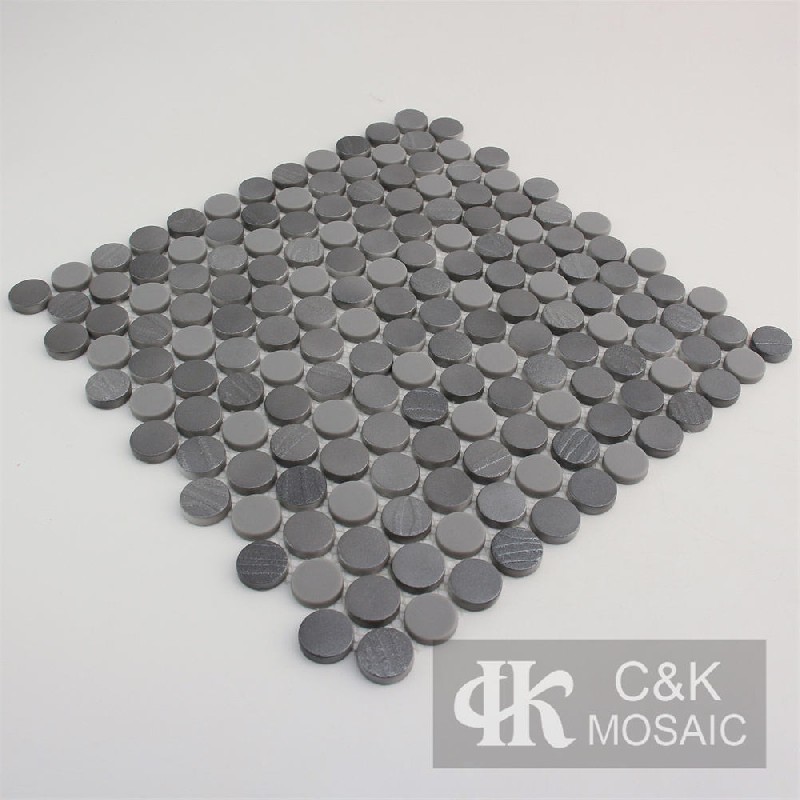 New Grey Mixed Round Recycled Glass Metallic Tile For Wall MSRW2017