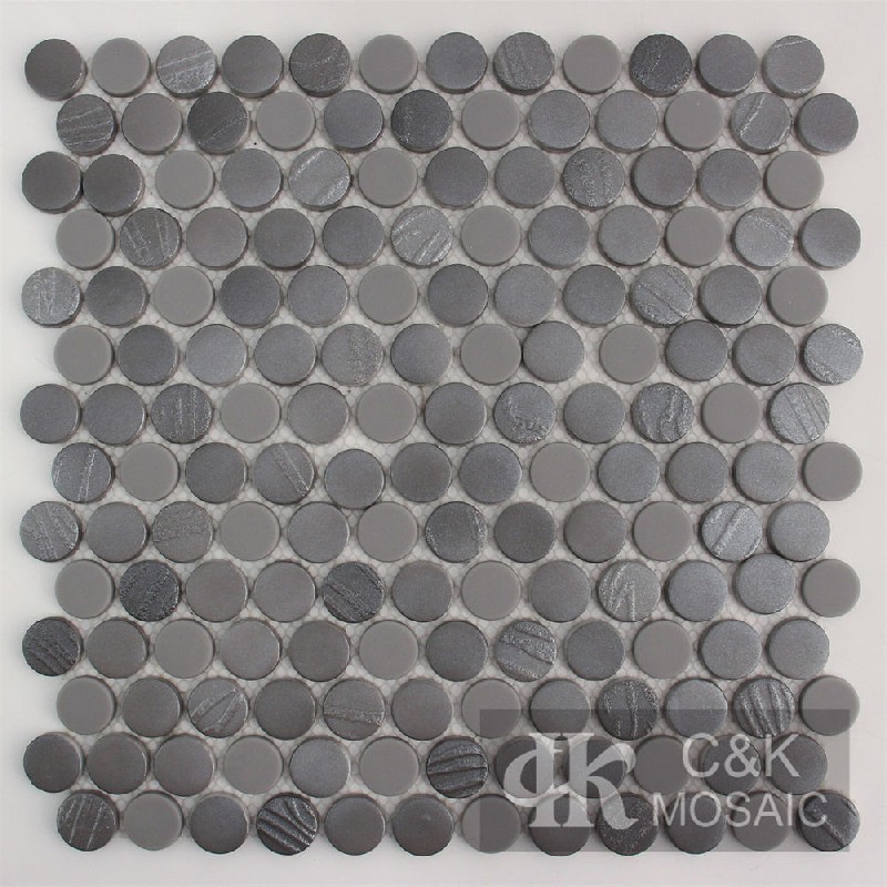 New Grey Mixed Round Recycled Glass Metallic Tile For Wall MSRW2017