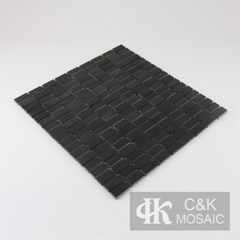 Unique Black Brick Glass Metallic Mosaic For Kitchen MNBP8002