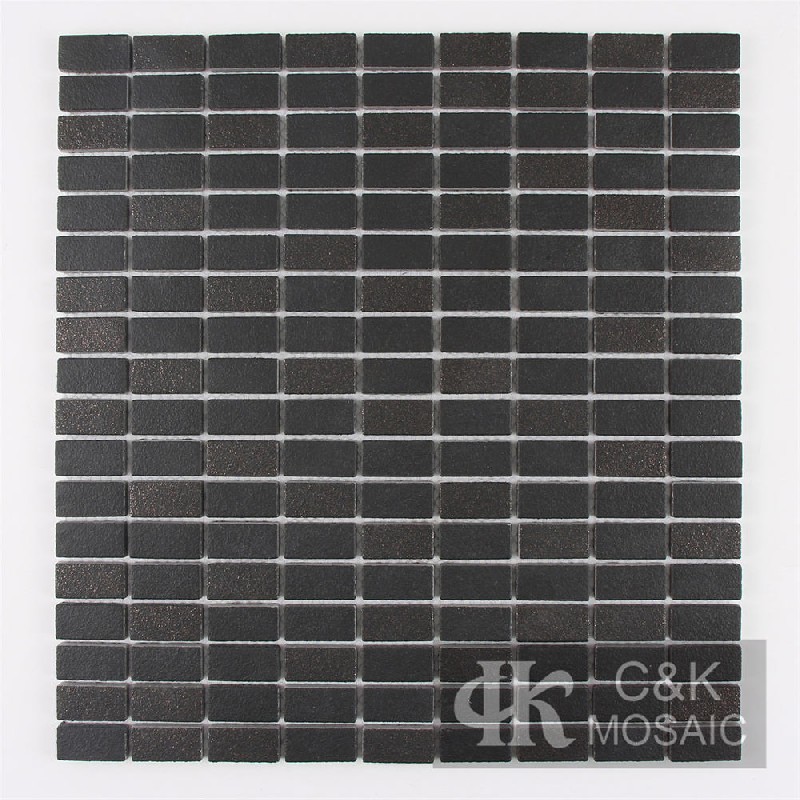 Unique Black Brick Glass Metallic Mosaic For Kitchen MNBP8002