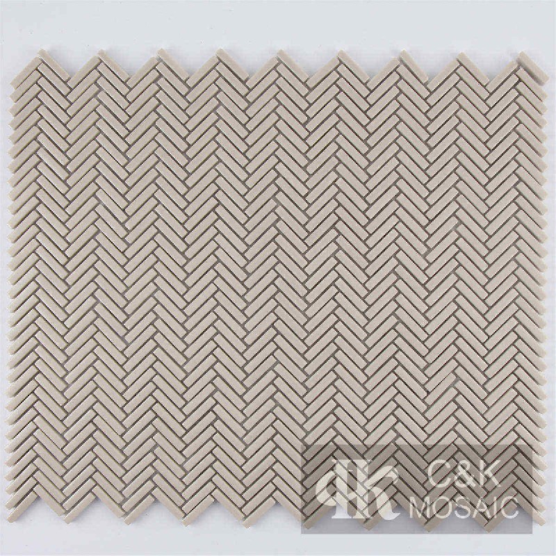 Modern Beige Herringbone Recycled Glass Metallic Mosaic For Wall 525JBS301Z