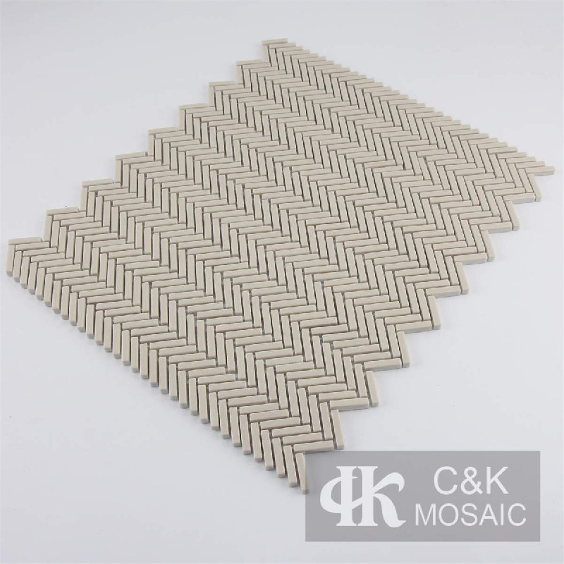 Modern Beige Herringbone Recycled Glass Metallic Mosaic For Wall 525JBS301Z