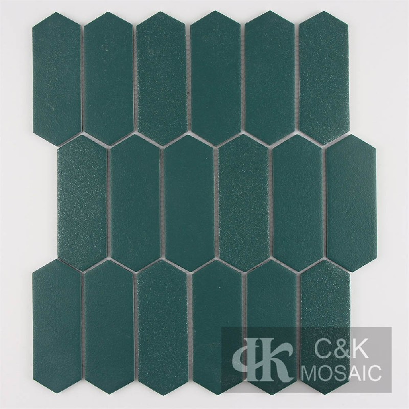 Unique Green Picket Glass Sparkle Tile For Bathroom MNZP6003