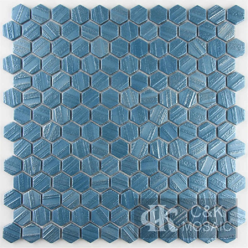 Fashion Blue Hexagon Mosaic Tiles For Bathroom 23SAHY06