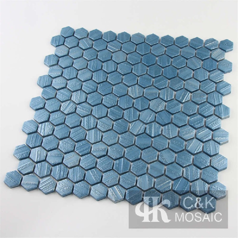 Fashion Blue Hexagon Mosaic Tiles For Bathroom 23SAHY06