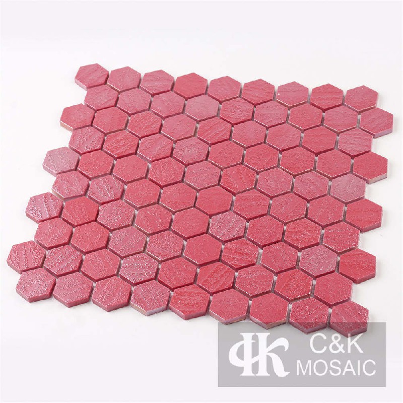 Unique Red Hexagon Glass Mosaic For Backsplash MSHW9002