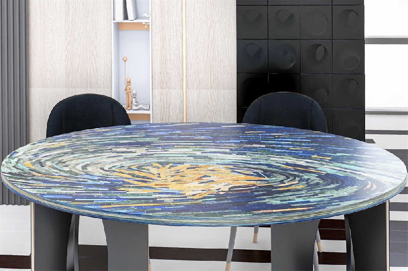 Unique Blue Glass and Marble Mosaic Tiles for Wall Mural Star Vortex CK0010