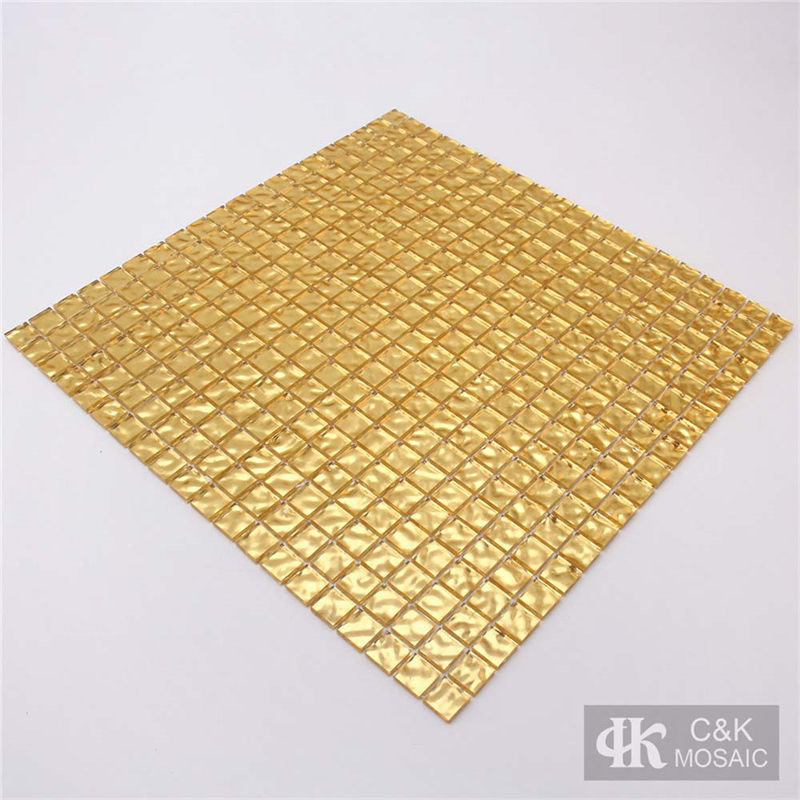 Modern Gold Square 24K Gold Foiled Glass Mosaic Tile for Wall 15GC02