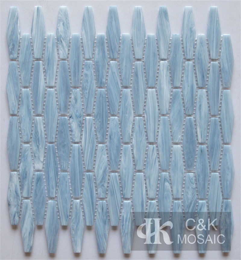 Hot Selling Blue Long Hexagon Glass Mosaic Tile for Wall 2072DLG701