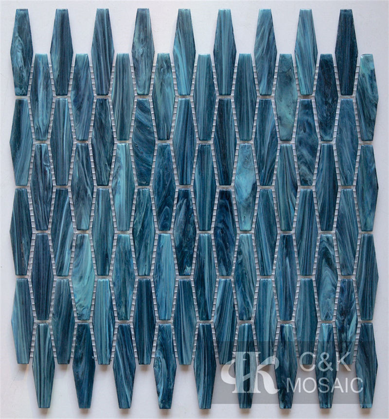 Hot Selling Blue Long Hexagon Glass Mosaic Tile for Wall 2072DLG703