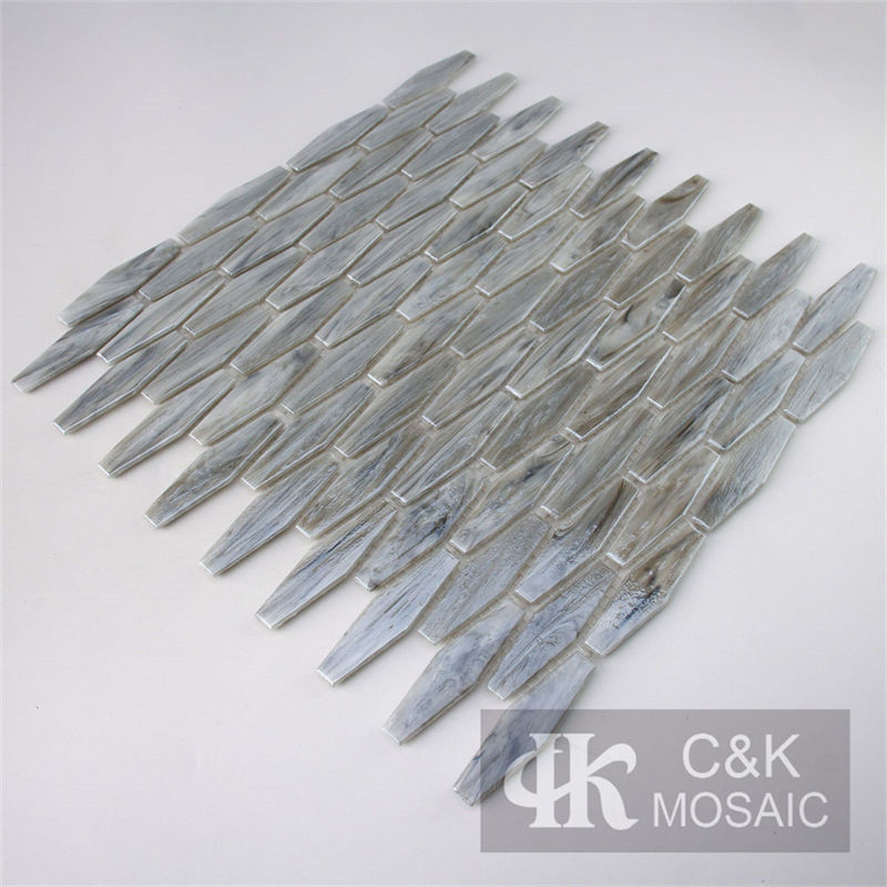 Hot Selling Grey Long Hexagon Glass Mosaic Tile for Wall 2072DLL203