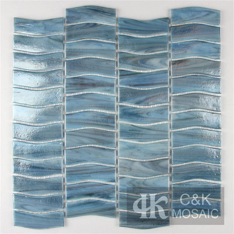 Hot Selling Blue  Wave Glass Mosaic Tile for Wall DAFL701