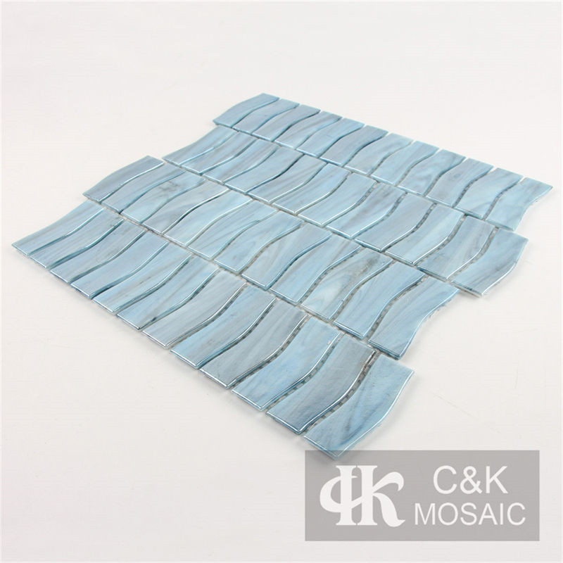 Hot Selling Blue  Wave Glass Mosaic Tile for Wall DAFL701