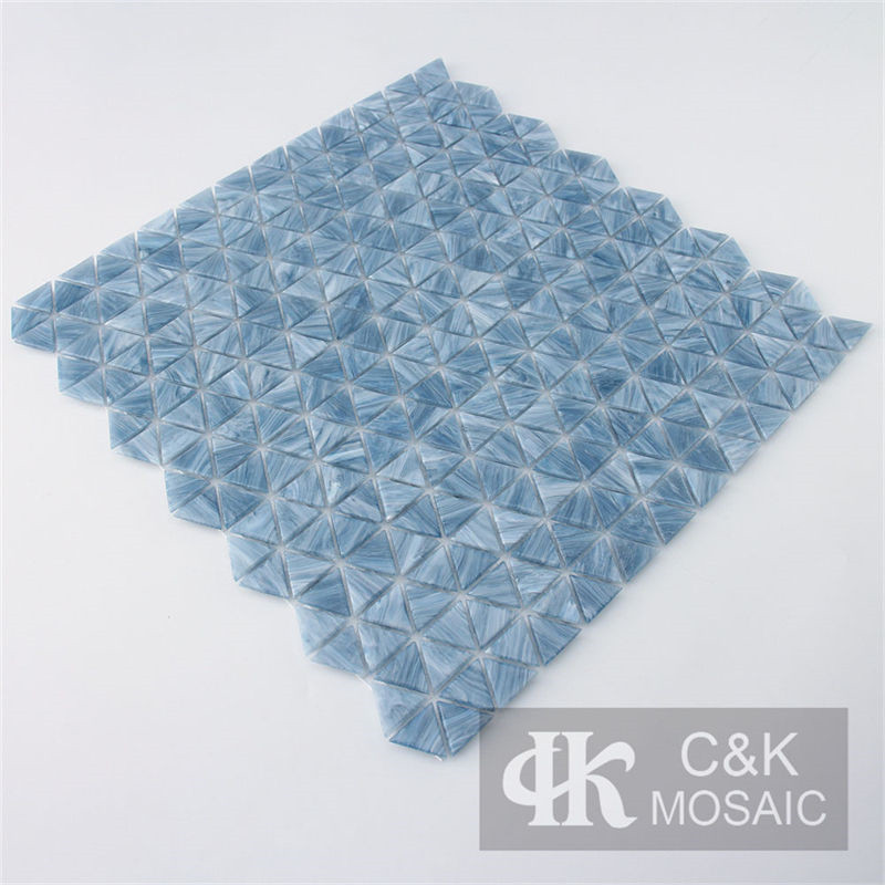 Hot Selling Blue Triangle Glass Mosaic Tile for Wall DJG702