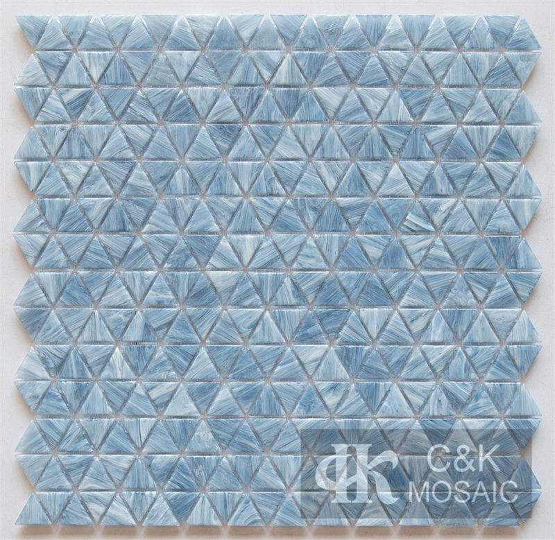 Hot Selling Blue Triangle Glass Mosaic Tile for Wall DJG702