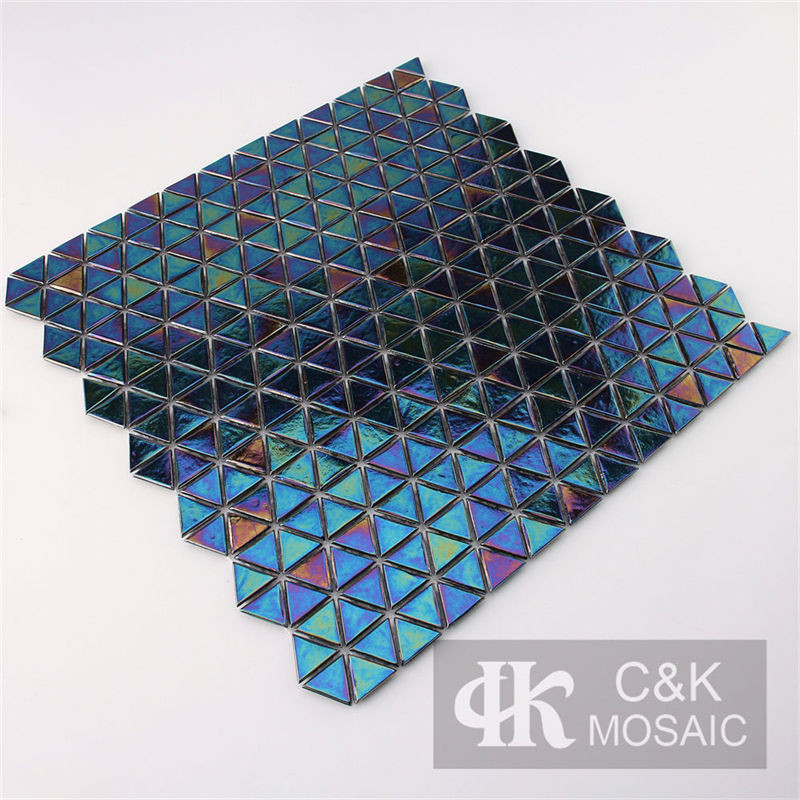 Hot Selling Black Triangle Glass Mosaic Tile for Wall DJI801