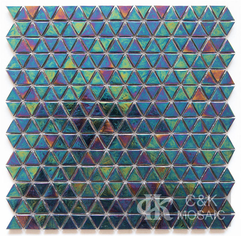 Hot Selling Black Triangle Glass Mosaic Tile for Wall DJI801