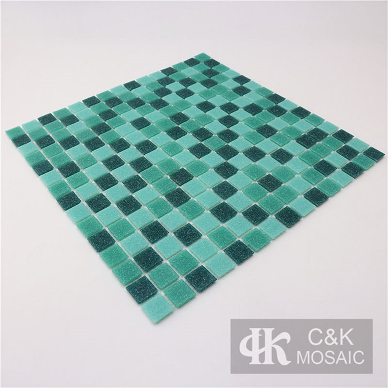 Hot Selling Green Mixed Square Glass Mosaic Tile for Bathroom MASM6004