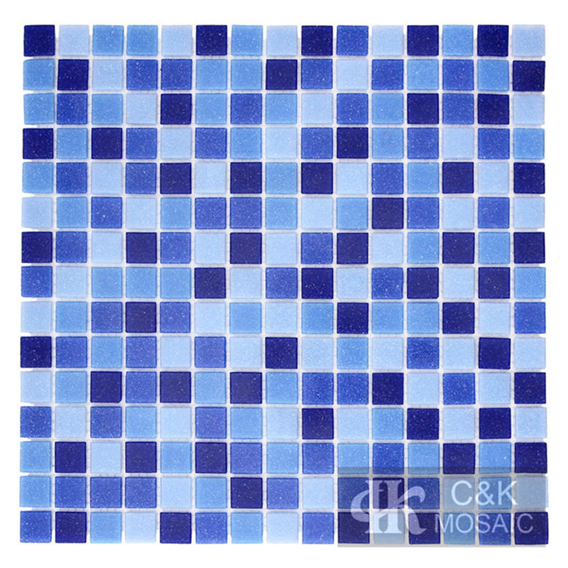 Hot Selling Blue Mixed Square Glass Mosaic Tile for Bathroom MASM7015