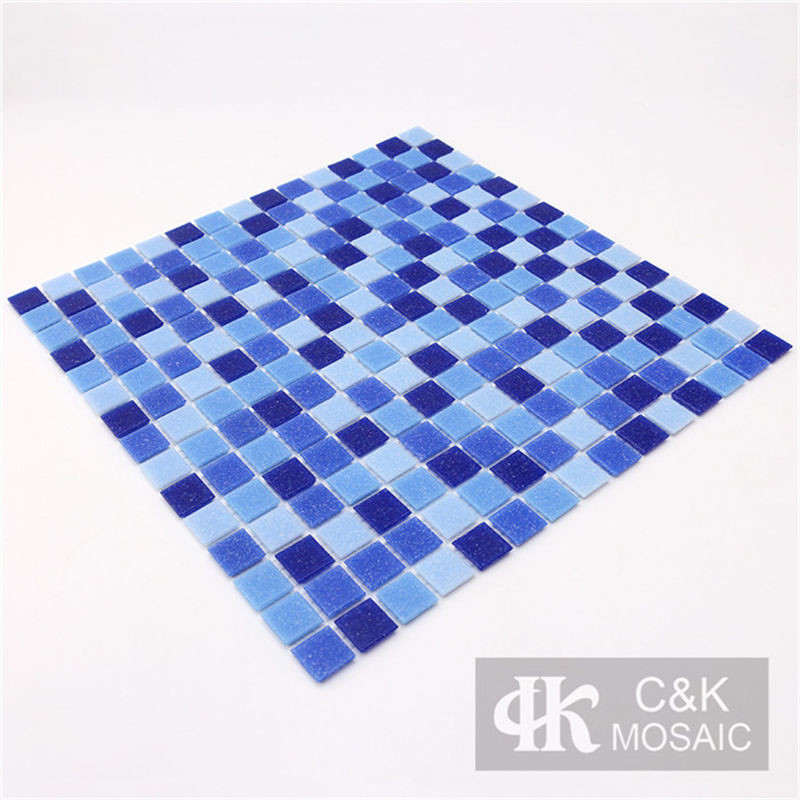 Hot Selling Blue Mixed Square Glass Mosaic Tile for Bathroom MASM7015