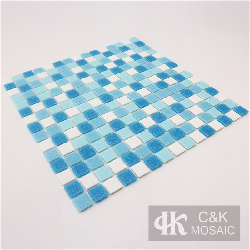 Hot Selling Blue Mixed Square Glass Mosaic Tile for Bathroom MASM7016