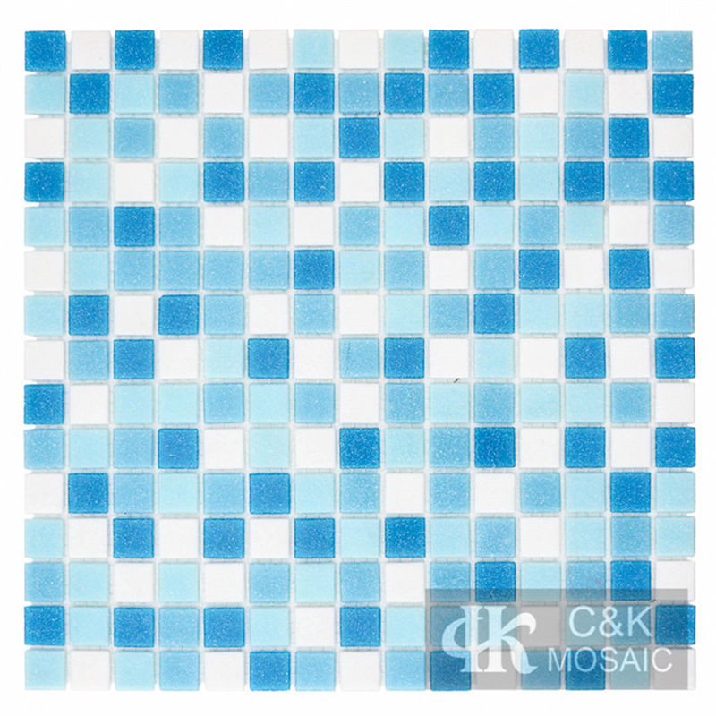 Hot Selling Blue Mixed Square Glass Mosaic Tile for Bathroom MASM7016