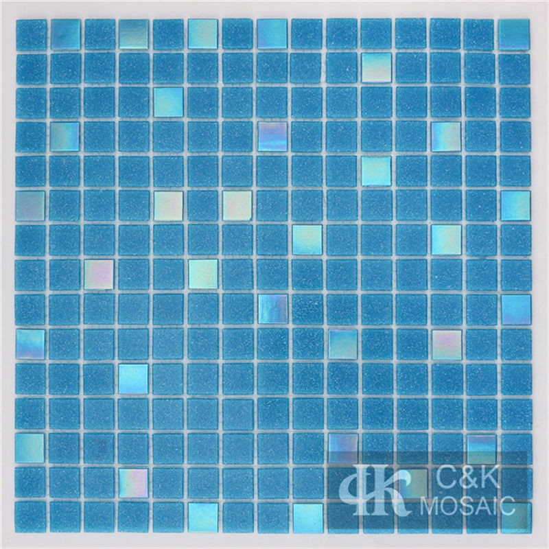 Hot Selling Blue Mixed Square Glass Mosaic Tile for Bathroom MASM7019