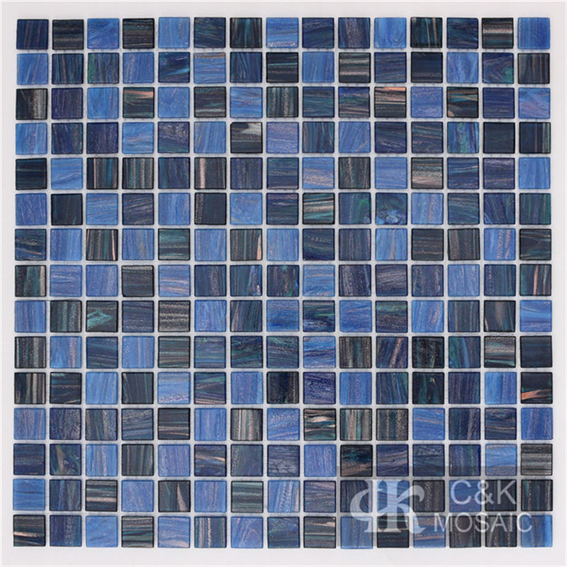 Hot Selling Blue Mixed Square Glass Mosaic Tile for Backsplash MGSM7008