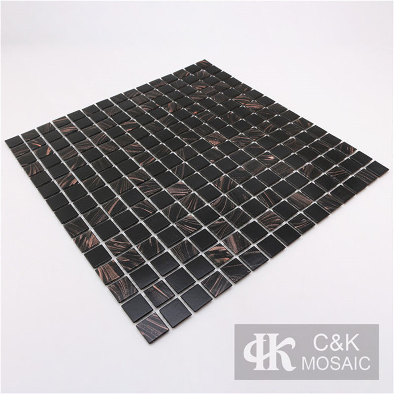 Hot Selling Black Mixed Square Glass Mosaic Tile for Backsplash MGSM8001