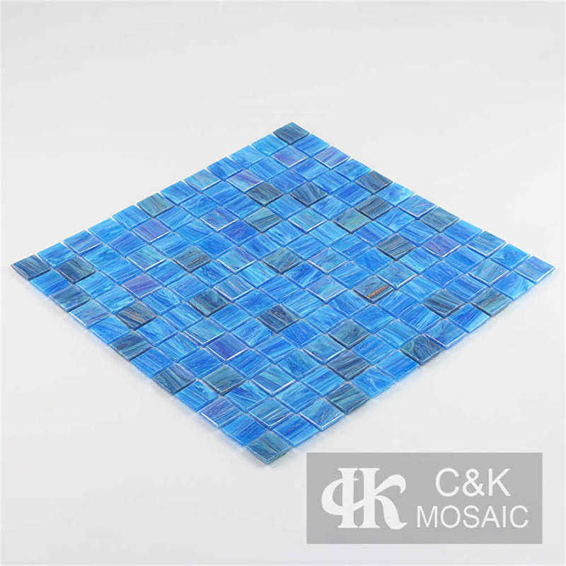 Unique Blue Mixed Square Glass Mosaic Tile for Pool MGST7015