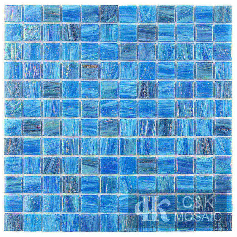 Unique Blue Mixed Square Glass Mosaic Tile for Pool MGST7015