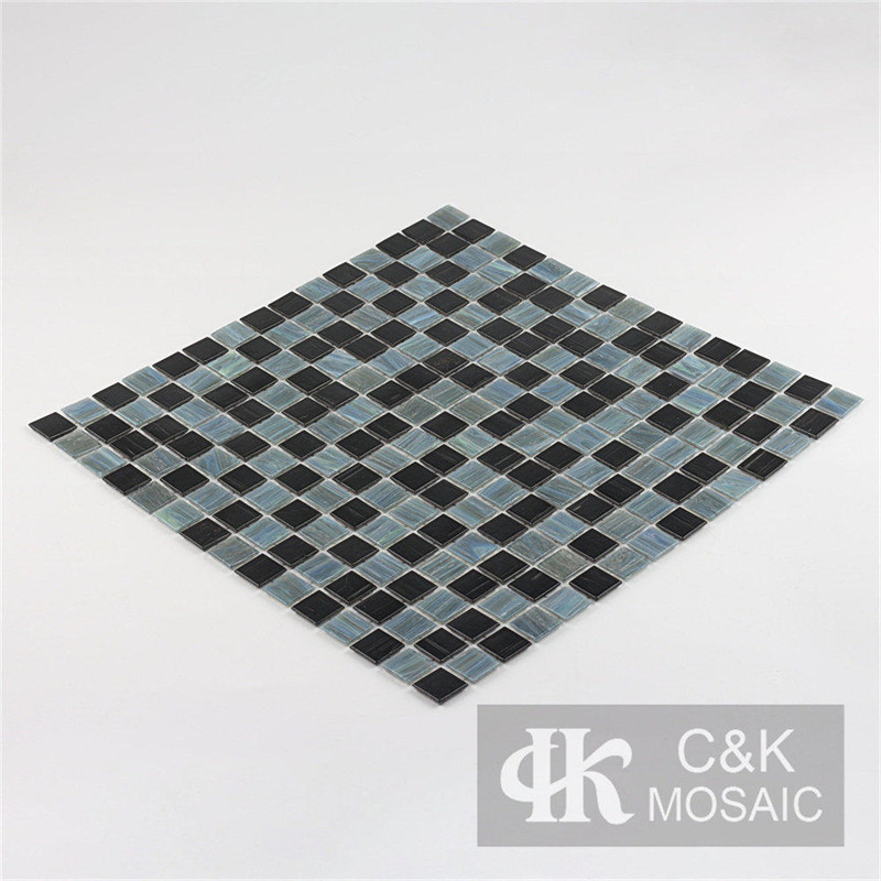 Unique Black Mixed Square Glass Mosaic Tile for Pool MGST8001