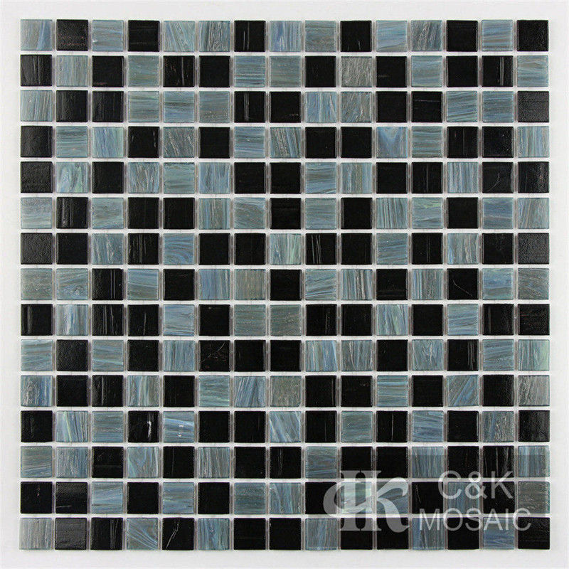 Unique Black Mixed Square Glass Mosaic Tile for Pool MGST8001