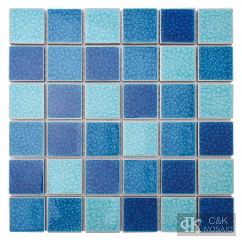 Modern Blue Mixed Square Ceramic Mosaic Tile for Bathroom 48ALTC06