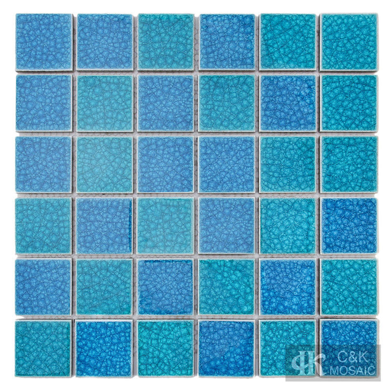 Modern Blue Mixed Square Ceramic Mosaic Tile for Bathroom 48ALTC07