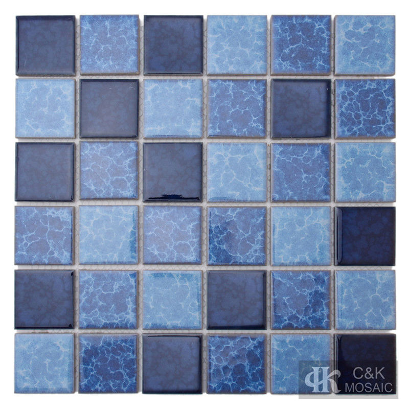 Modern Blue Mixed Square Ceramic Mosaic Tile for Bathroom 48ALTC10